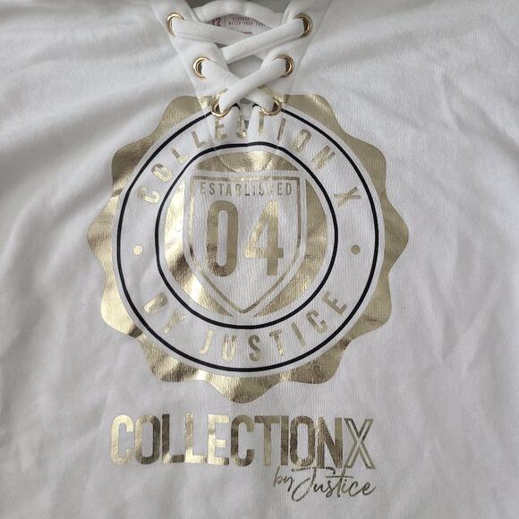 Justice crisscross neck color block hoodie Size 12 - Picture 2 of 10